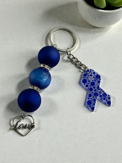 Chunky Bead Cancer Awareness Ribbon Keychain | Meaningful Support Accessory