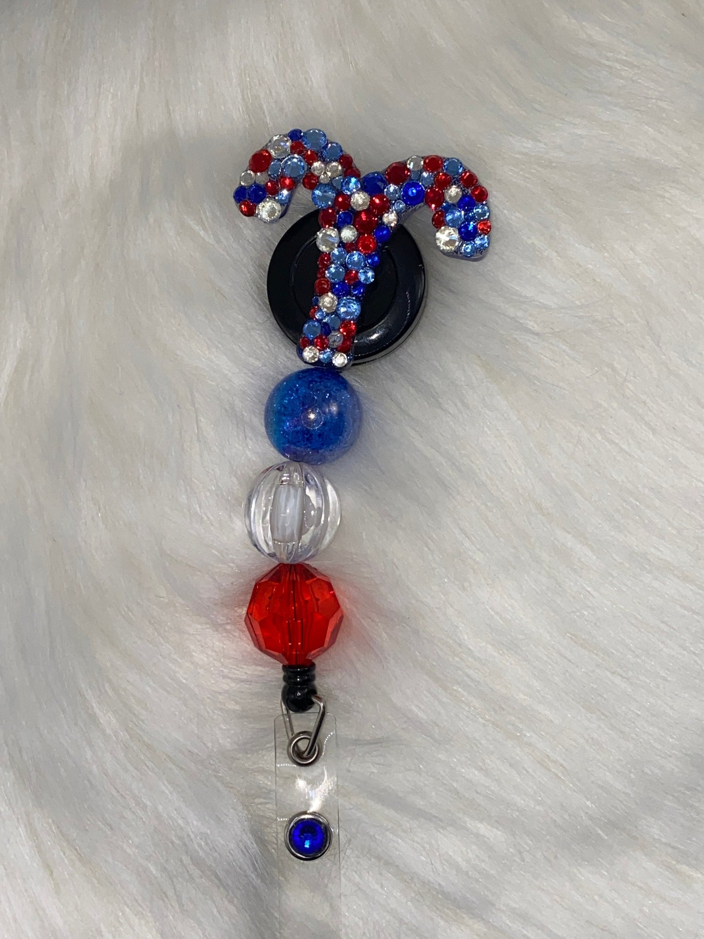 Rhinestone Aries Zodiac Badge Reel: Bubblegum Beads