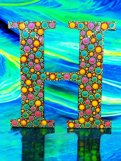 Initial H Personalized Dot Art - Unique Sparkle Wall Hanging