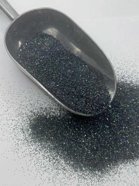Black Holographic Fine Glitter: Polyester Crafting Sparkle "Black Ice"