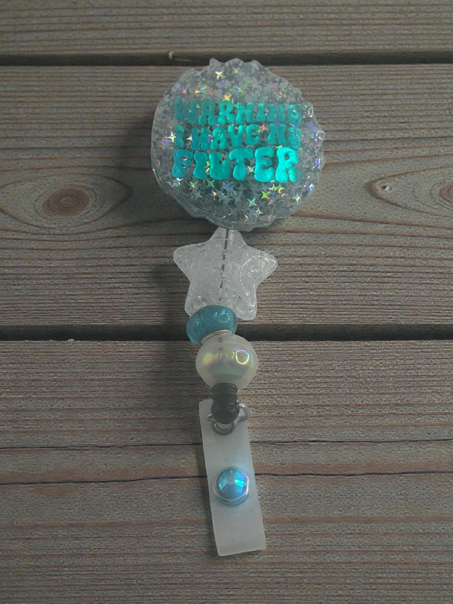 Funny Badge Reel with Bubblegum Beads - Handmade ID Holder - Sassy Work Accessory