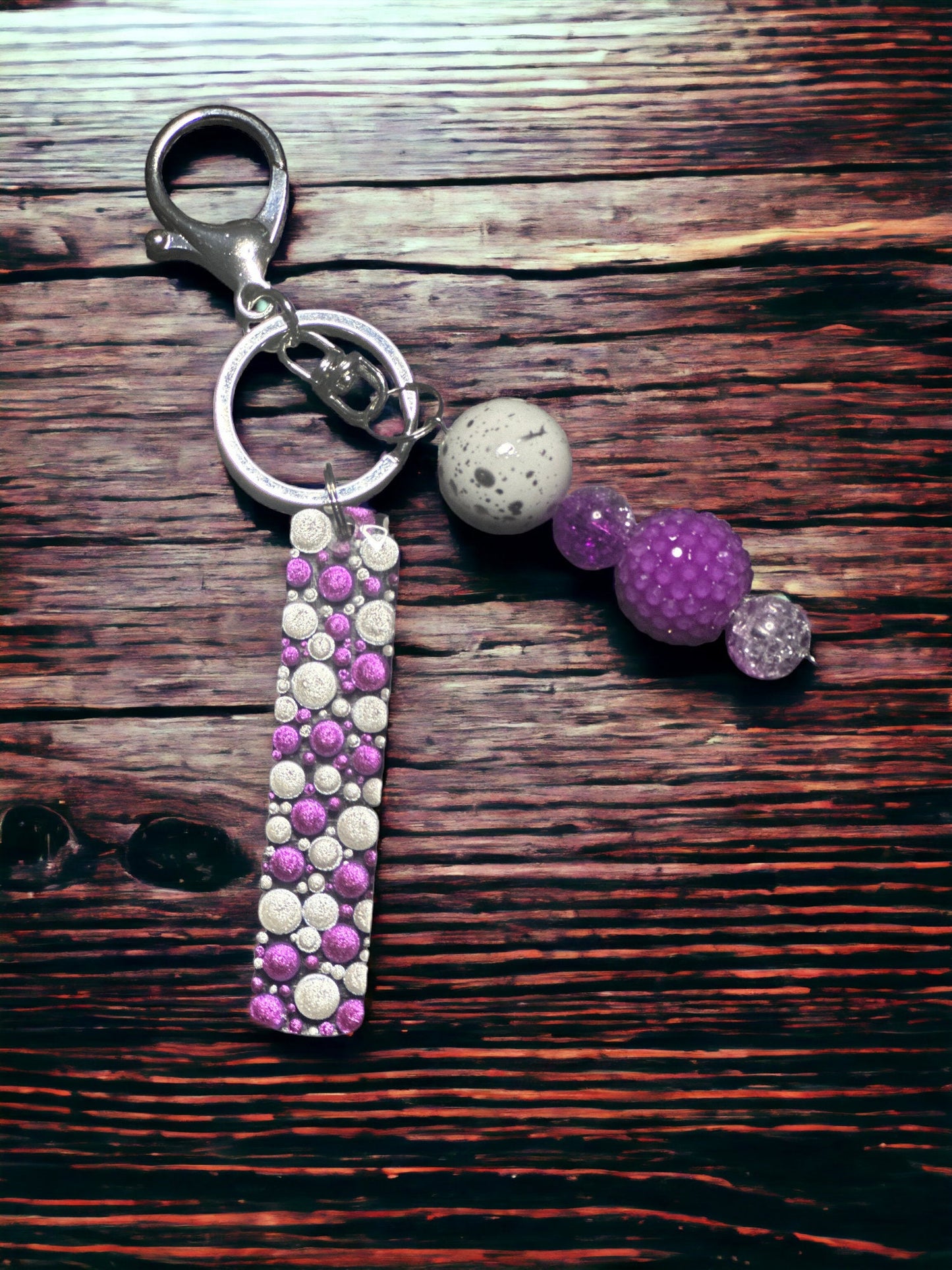 Dot Art Letter I Keychain: Bubblegum Bead Monogram Bag Charm