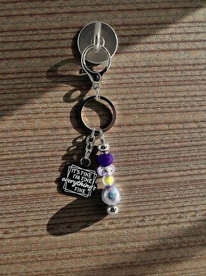 Handmade Beaded Keychain with Unique Focal Charm | Custom Bag Accessory Gift