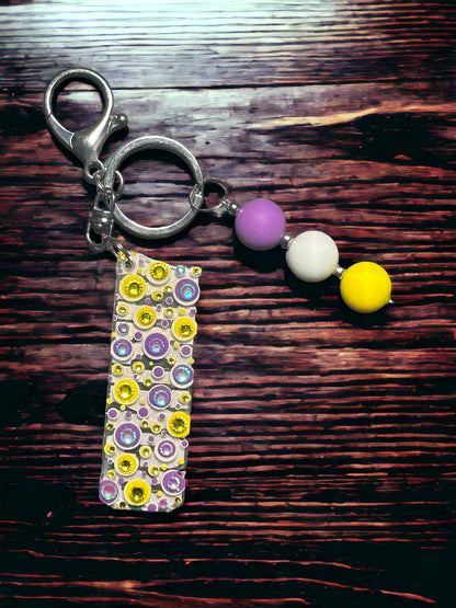 Vikings Rhinestone Keychain: Bubblegum Bead Bag Charm