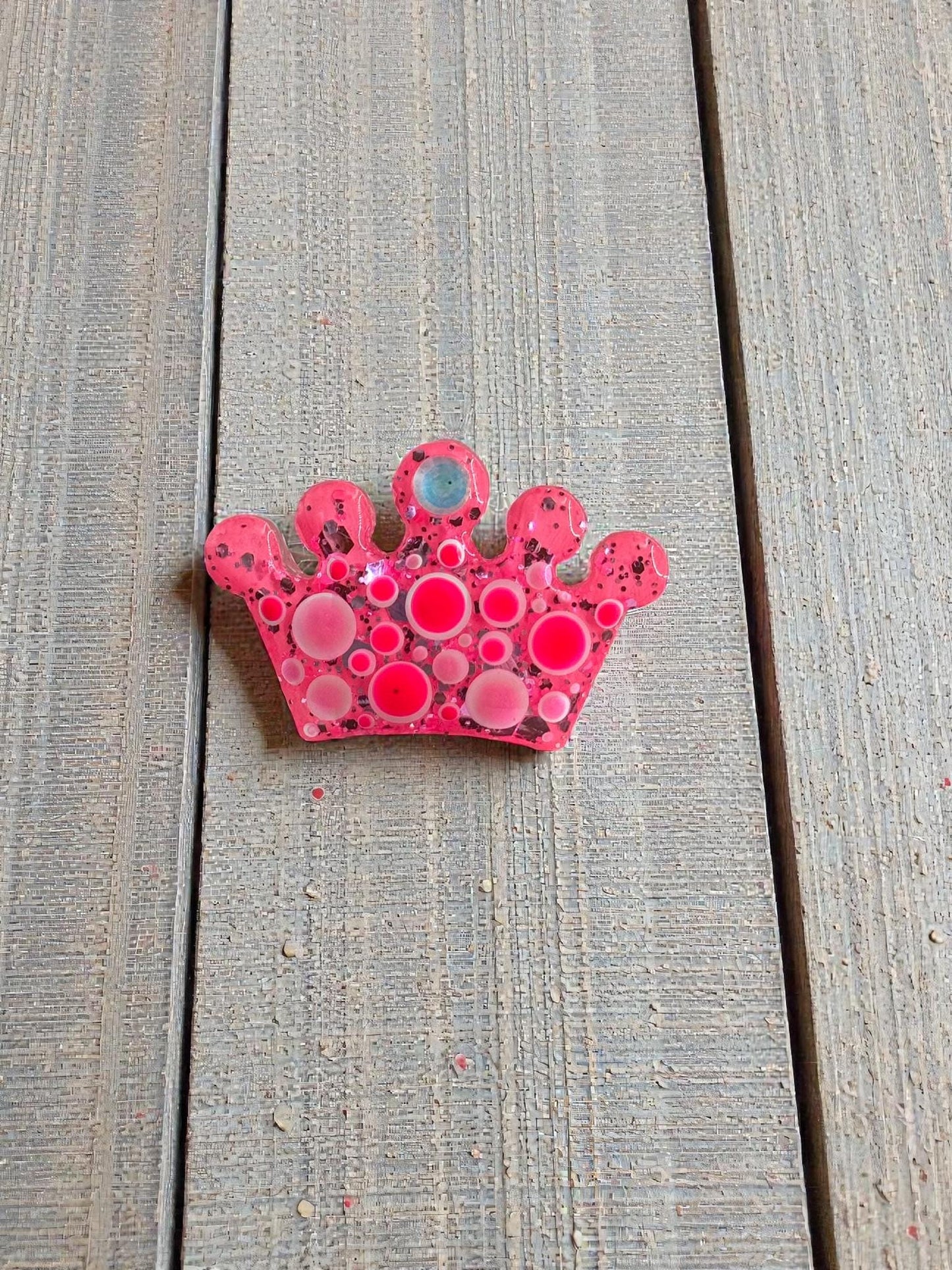 Handmade Rhinestone Crown Magnet Handpainted Unique Gift for Fridge or Locker