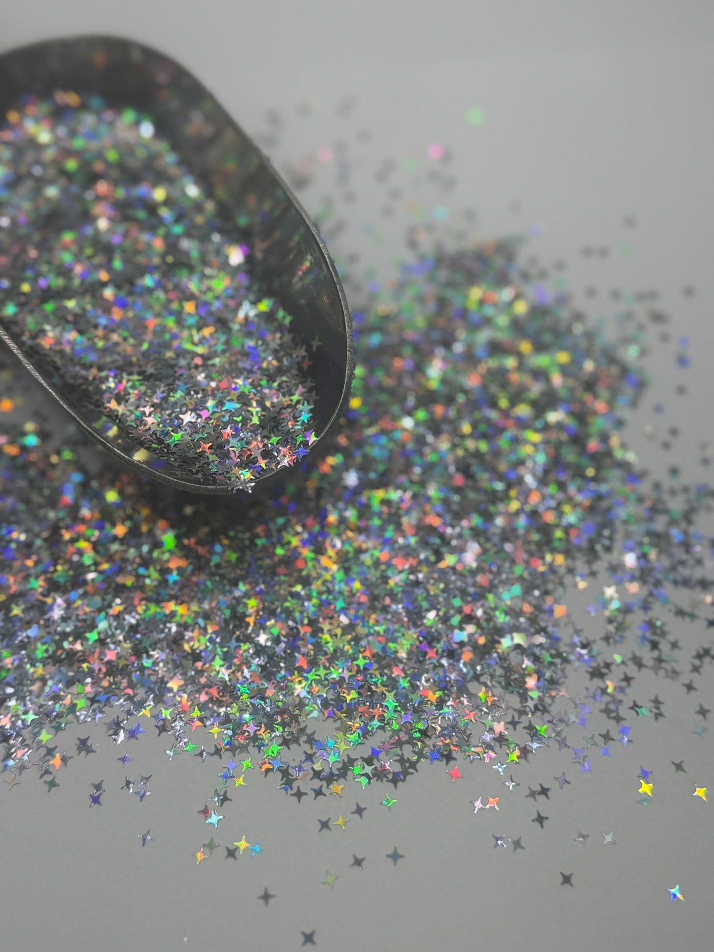 Silver Holographic Star Glitter: Fine Polyester Crafting Sparkles "Galaxy Stars"