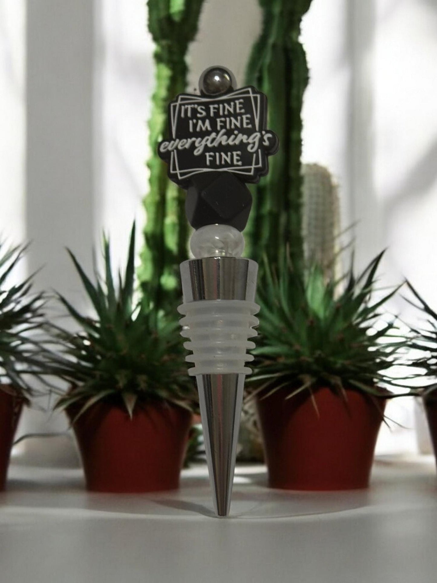 Beaded Wine Stopper with Unique Focal Charm | Fun Bottle Sealer Gift