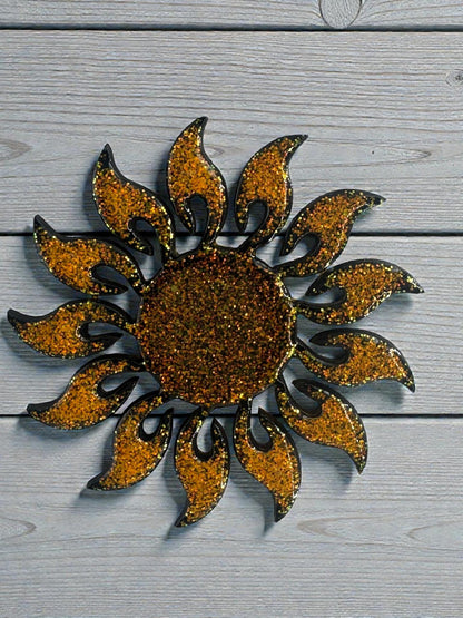 Handpainted Sun Magnet Handmade with Glitter | Cheerful Kitchen Fridge Accessory