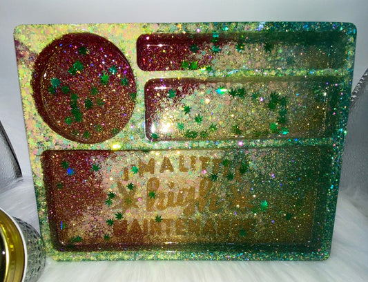 Red, Green & Yellow Tray Set with Jar and  Cover