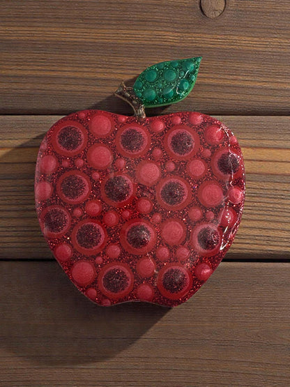Handmade Glitter Apple Magnet Cute Handpainted Fruit Fridge Decor