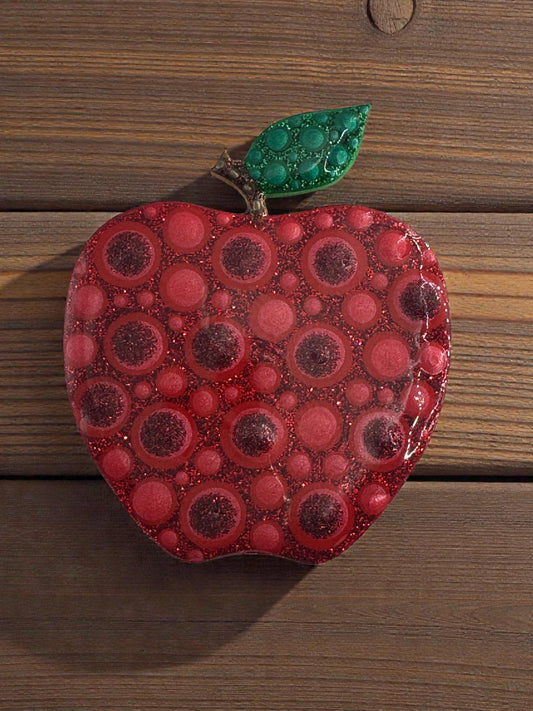 Handmade Glitter Apple Magnet Cute Handpainted Fruit Fridge Decor