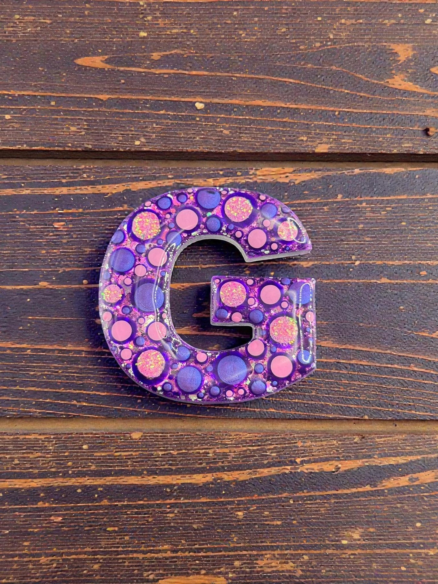 Handpainted Initial Fridge Magnet - Unique Handmade Letter Dot Art Decor Gift